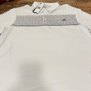 Adidas Men's White Polo with Gray Pattern